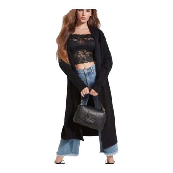 NWT Guess black lace long sleeve top - Picture 4 of 6